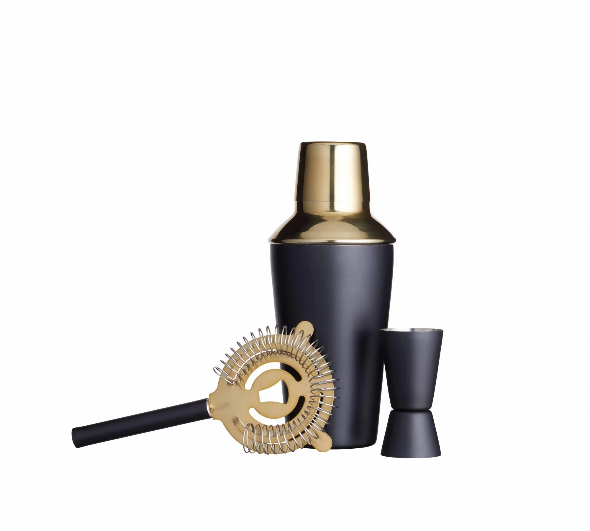 Barcraft Three Piece Cocktail Set 500ml Brass 3 Barcraft Three Piece Cocktail Set 500ml Brass