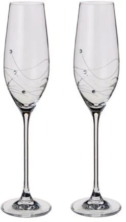 Dartington Glitz Champagne Flute Glasses Pair