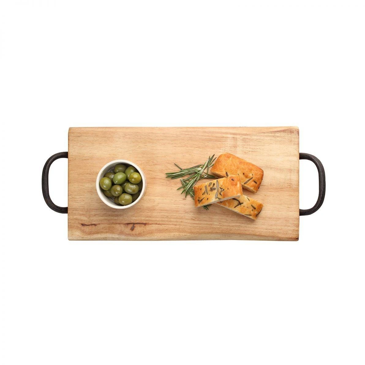 T&G Rustic Hevea Board W/Cast Iron Handles 4 T&G Rustic Hevea Board W/Cast Iron Handles - Image 2