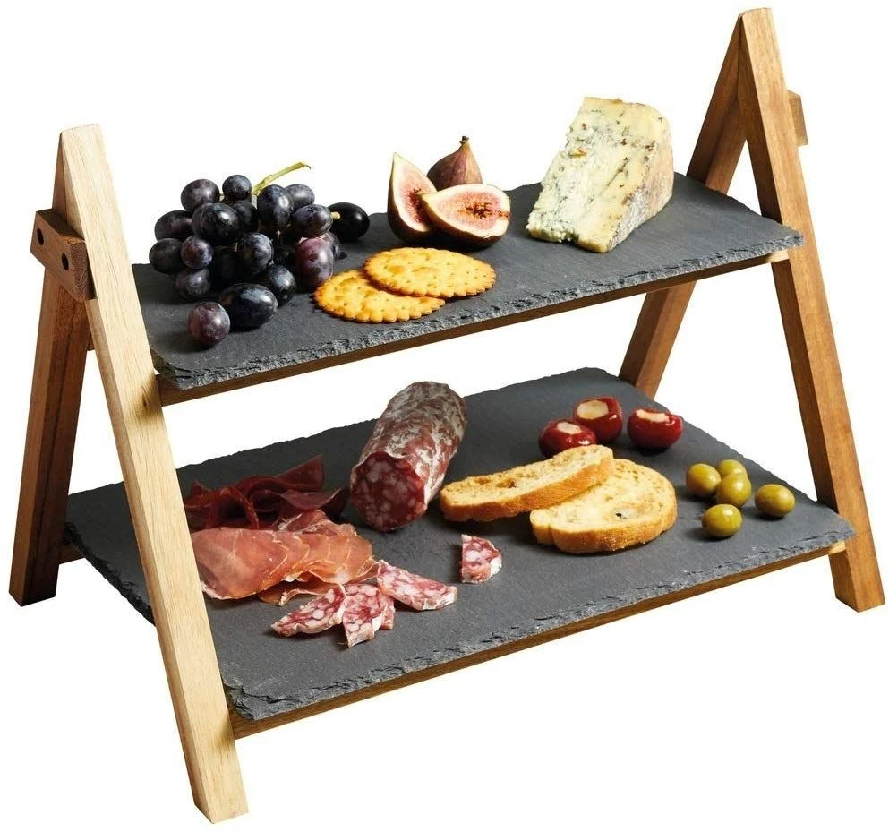 Artesa Two Tier Slate Serving Stand 3 Artesa Two Tier Slate Serving Stand