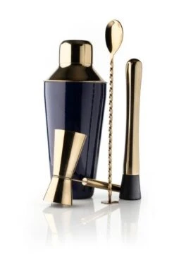 Taylors Eye Witness Taproom 4 Piece Cocktail Set Deco Blue & Gold