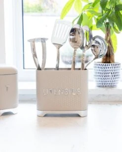 KitchenCraft Lovello Utensil Storage Tin Latte 7 KitchenCraft Lovello Utensil Storage Tin Latte -Denby Sales Store 49192 36021